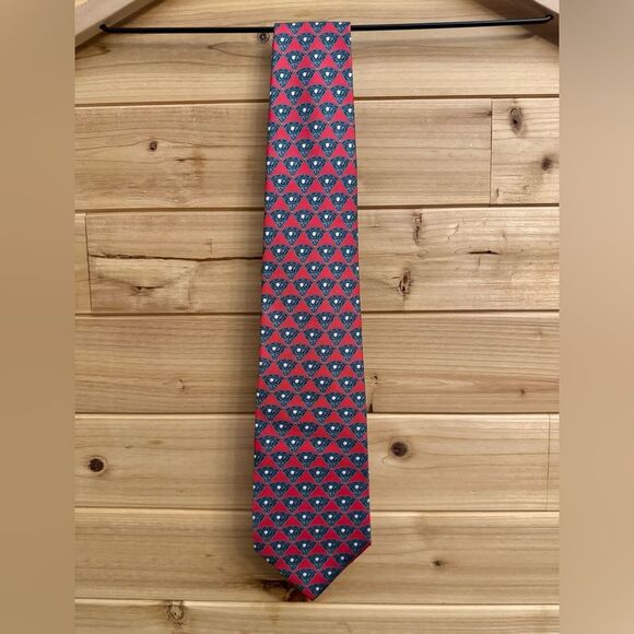 Vintage 90’s Gucci Golf Triangle Print Silk Tie Preppy Summer - Picture 1 of 11